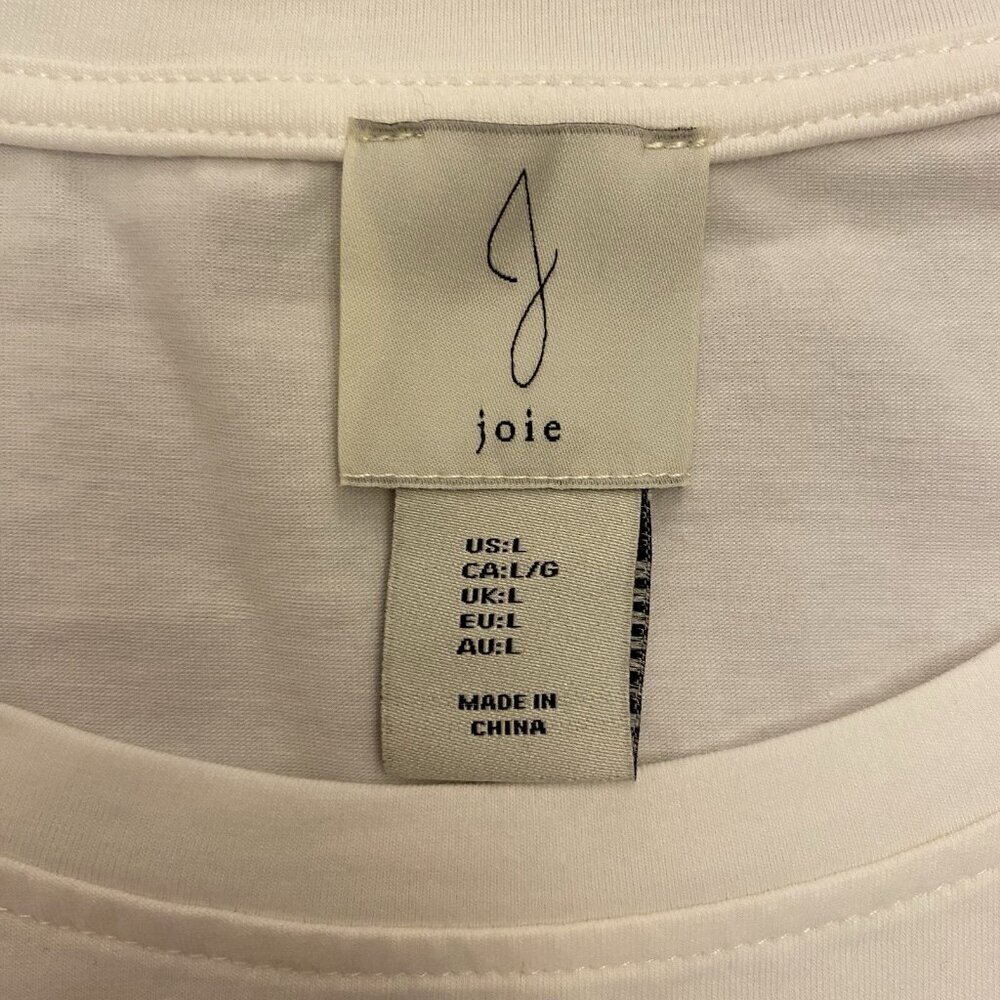 JOIE Women’s Cropped Top Size L White Short Sleeves Crew Neck Cotton Tee NWOT - Picture 3 of 8